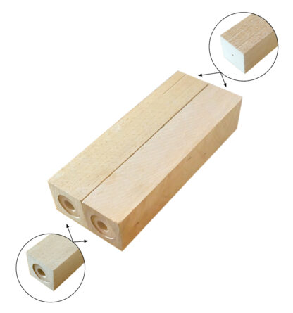 Kapselheberrohling,  Nussbaumsplint, gebohrt und zentriert, 2 Stück
