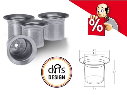 dns-Kerzenbecher mit Sicherungsloch, Ø 22 mm Edelstahl, 4 St., ab € 1,97 / St.
