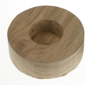 Nussbaumscheibe Ø100 x 35mm, gehobelt, für Ø 46 mm Teelicht gebohrt