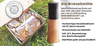 dns-Brotzeitmühle aus Esche und über 2000 j. Mooreiche, inkl. Baubeschreibung