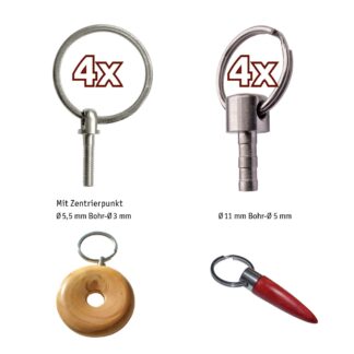 Angebot mit 25% 8 Schlüsselanhänger, je 4 St. Ø 5,5/3 mm und Ø 11/5 mm, mit Ring