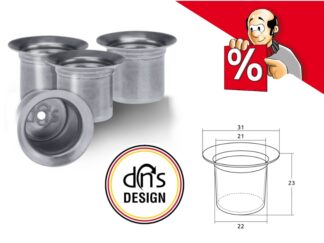 Angebot mit 22% dns-Kerzenbecher mit Sicherungsloch, Ø 22 mm Edelstahl, 4 St., ab € 1,86 / St.
